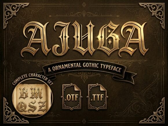 Ajuga: Commanding Attention in Gothic Display Typography