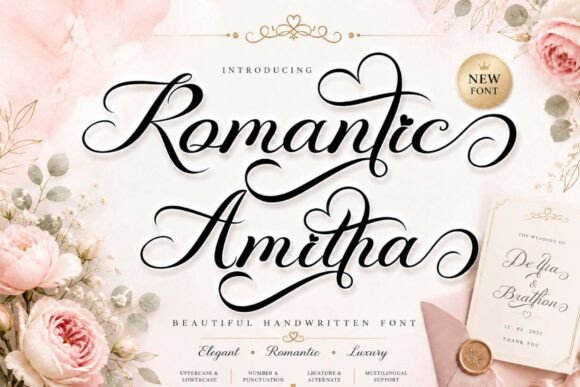 Romantic Amitha: A Handwritten Font for Elegant Design